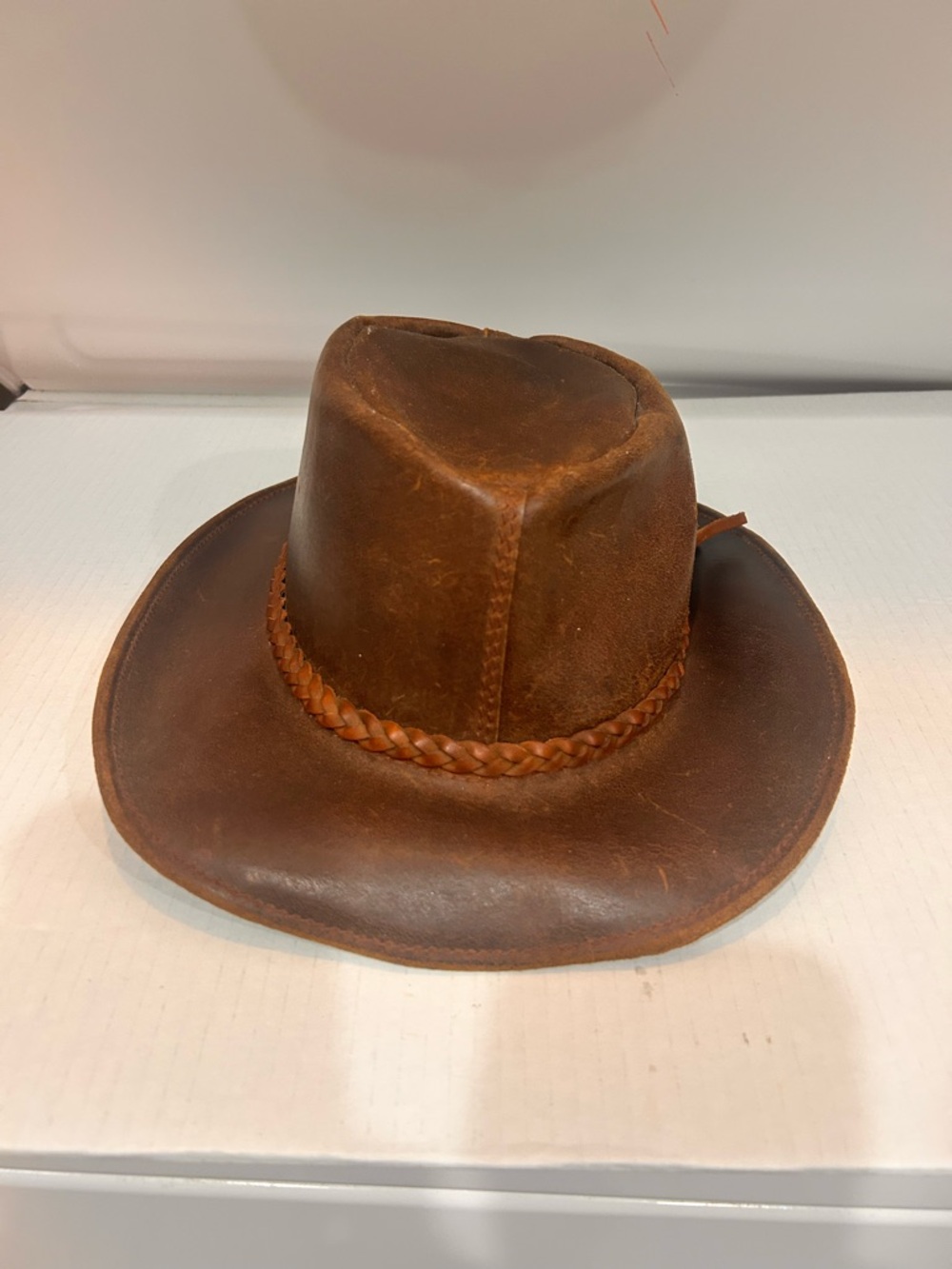 Vintage Leather Australian Outback Leather Western Hat with Braided Band